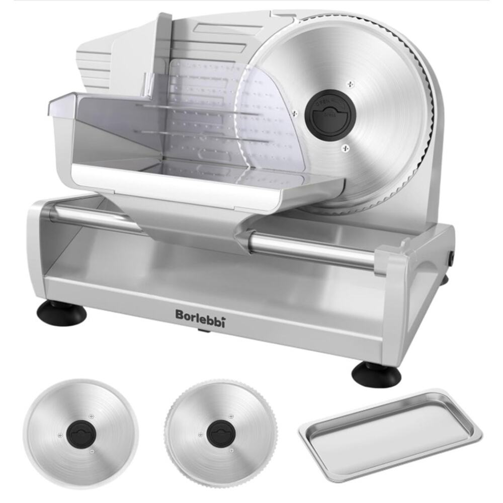 Borlebbi 200W Electric Meat Slicer 7.5” Blades Adjustable Deli Slicer